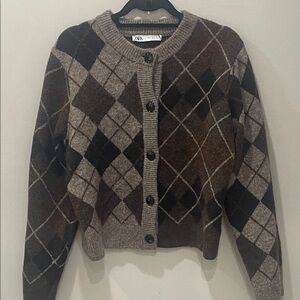 NWT Argyle Knit Cardigan